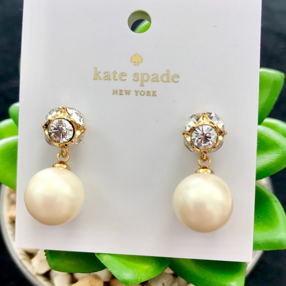 kate spade Jewelry - Kate Spade Gold Pearl Drop Lady Marmalade Earrings